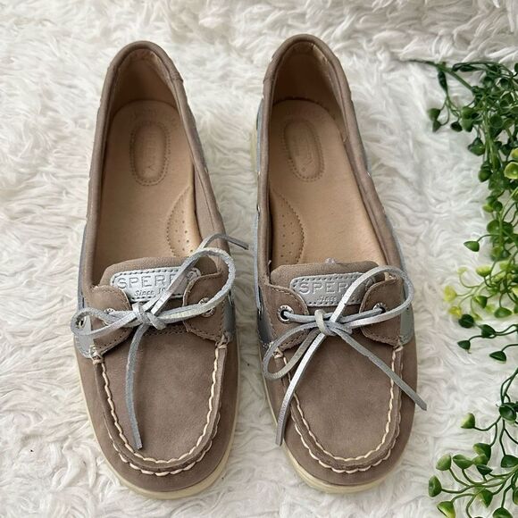 SPERRY Women's‎ Angelfish Boat Shoe Brown Silver Comfort Flats size 8.5 - Picture 1 of 9
